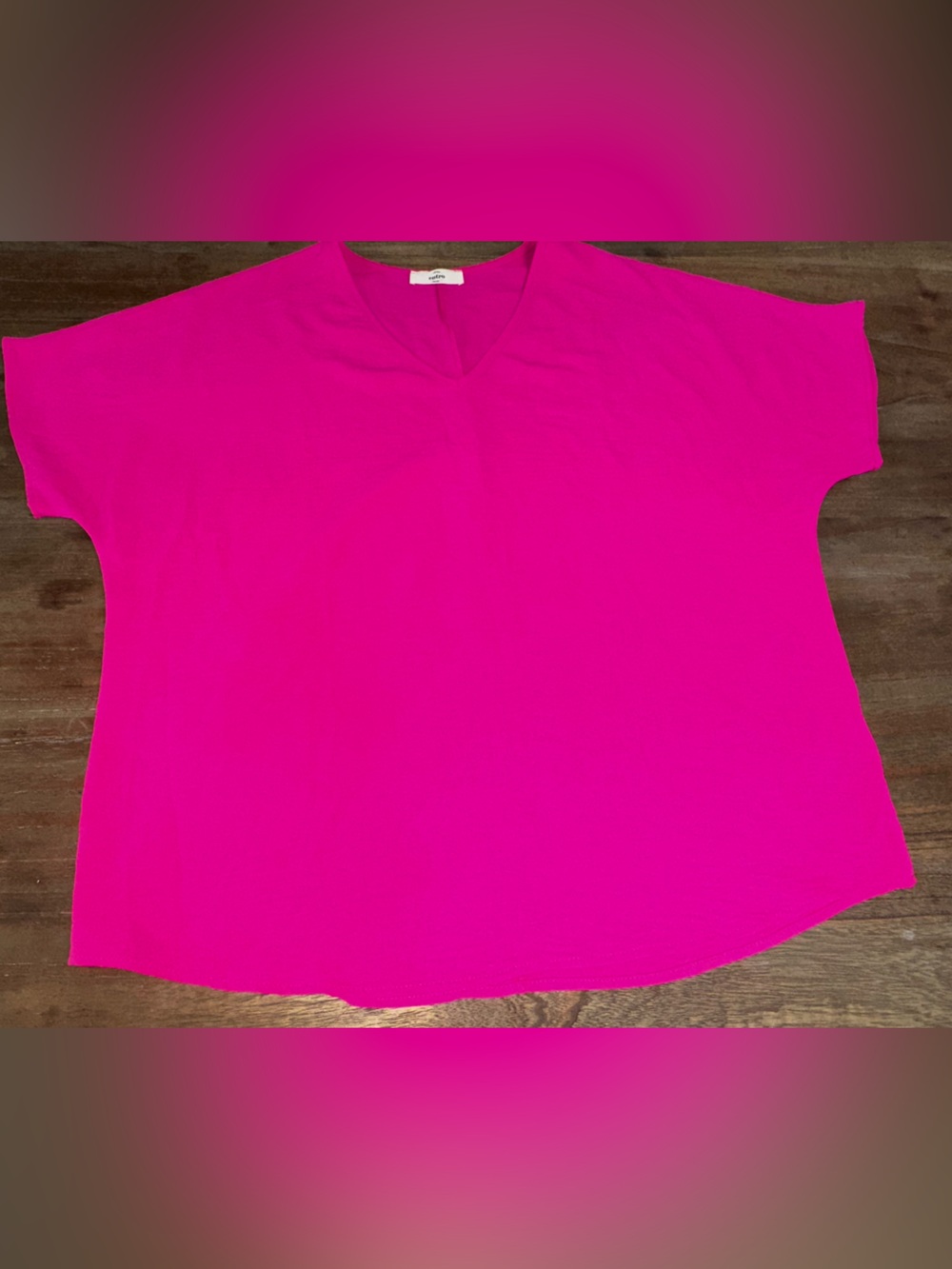 entro Hot Pink V-Neck Short Sleeve Blouse